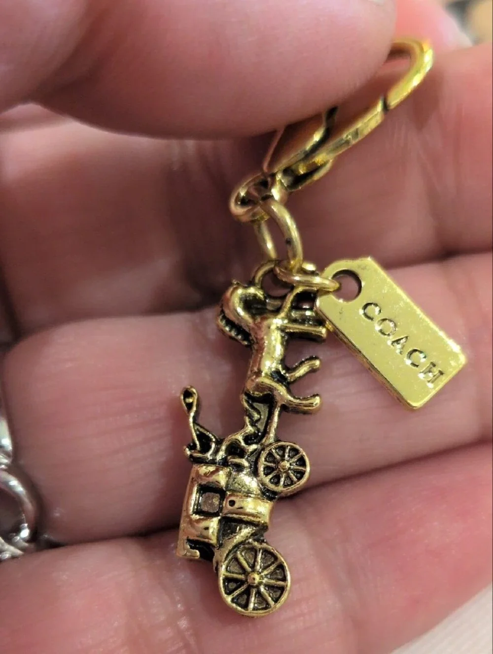 Coach Gold/ Silver Carriage Key Charm Keychain CHOOSE ONE